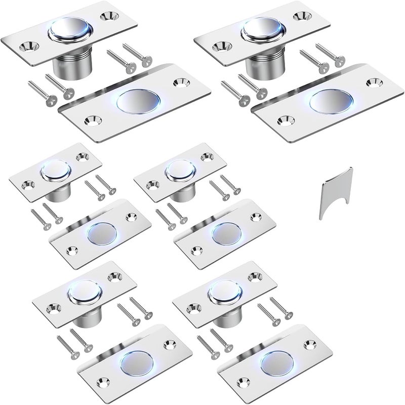 Mousike Door Ball Catch Hardware, Adjustable Hidden Magnetic Ball Catch, Stainless Steel Strike Plate with Strong Suction, Door Ball Catch Replacement for Top of Door (6 Pack, Silver) - Image 1